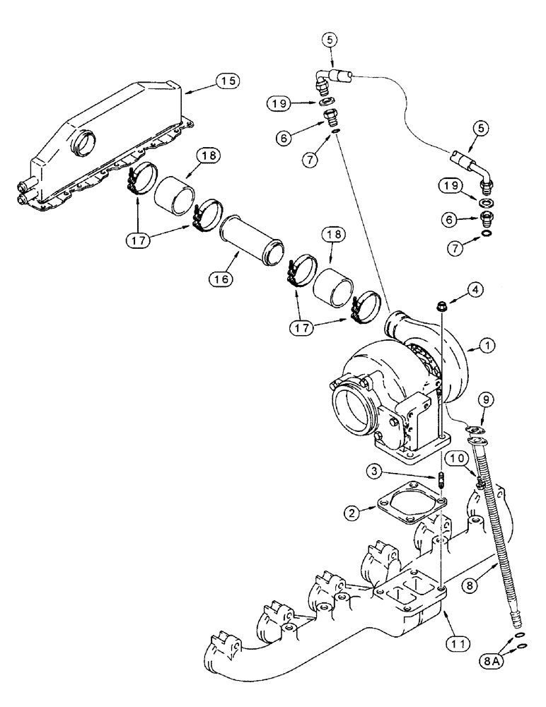 Схема запчастей Case IH 8950 - (2-030) - TURBOCHARGER SYSTEM, 6TA-830 EMISSIONS CERTIFIED ENGINE, 8940 AND 8950 TRACTORS ONLY (02) - ENGINE