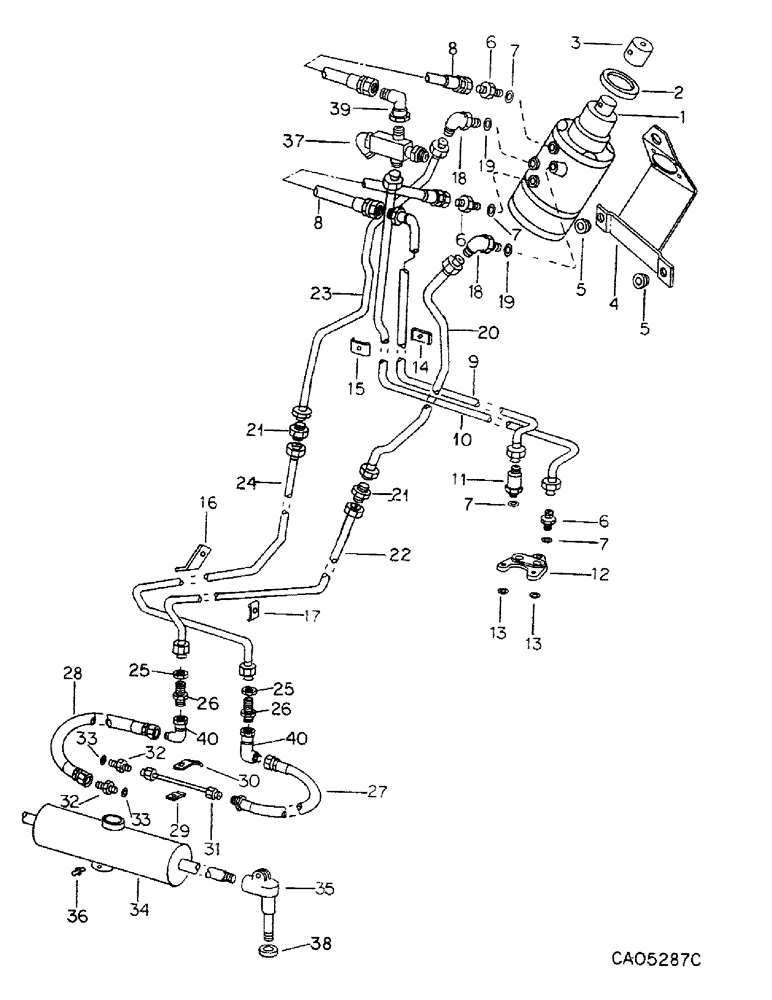 Схема запчастей Case IH 886 - (10-14) - HYDRAULICS, HYDRAULIC POWER STEERING CONNECTIONS (07) - HYDRAULICS