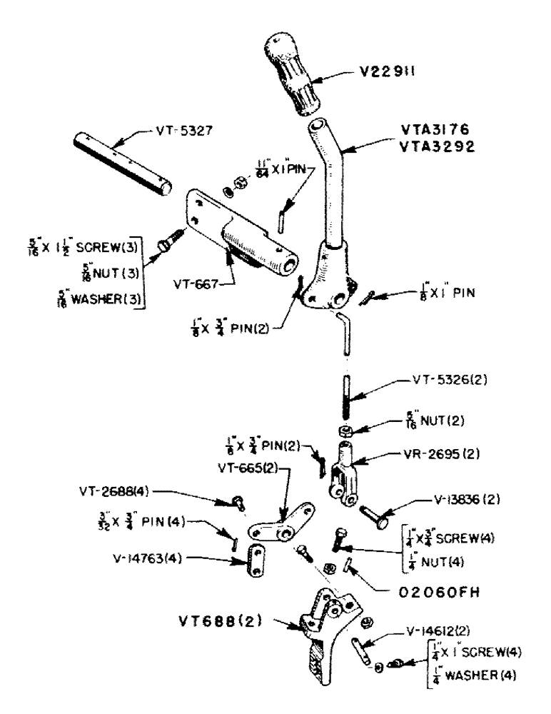Схема запчастей Case IH VAC13-SERIES - (123) - LEVER CONTROLS FOR DOUBLE CONTROL VAC TRACTORS (08) - HYDRAULICS