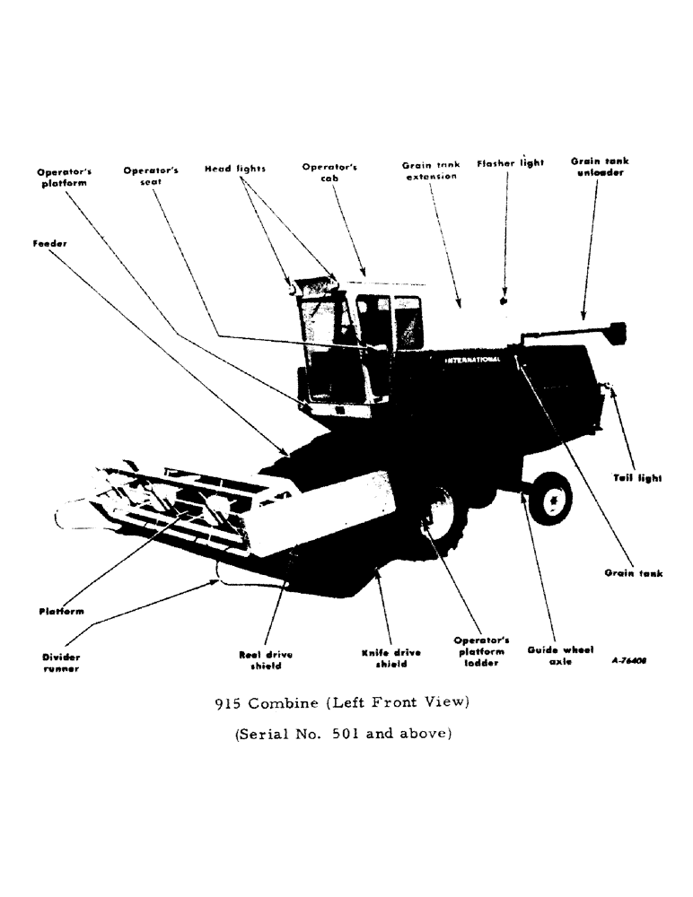 Схема запчастей Case IH 915 - (14) - 915 COMBINEM LEFT FRONT VIEW (00) - GENERAL