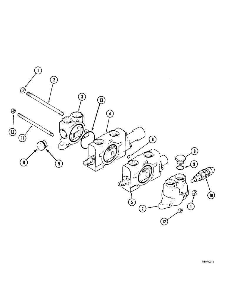 Схема запчастей Case IH L650 - (8-40) - CONTROL VALVE - 2 FUNCTION (MX100 - MX135) (08) - HYDRAULICS