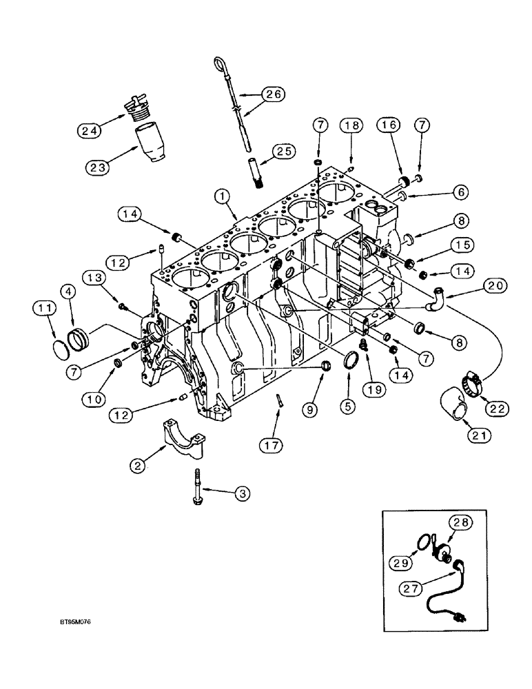 Схема запчастей Case IH 2055 - (2-38) - CYLINDER BLOCK 6TA-830 ENGINE (01) - ENGINE