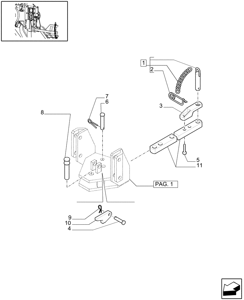 Схема запчастей Case IH JX1075C - (1.89.3/09[02]) - (VAR.906) SUPPORT AND DRAWBAR CATEGORY "C" TOW HOOK - PARTS (09) - IMPLEMENT LIFT
