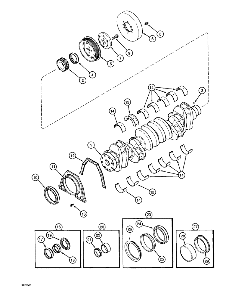Схема запчастей Case IH 1800 - (2-38) - CRANKSHAFT, 6TA-590 ENGINE (01) - ENGINE