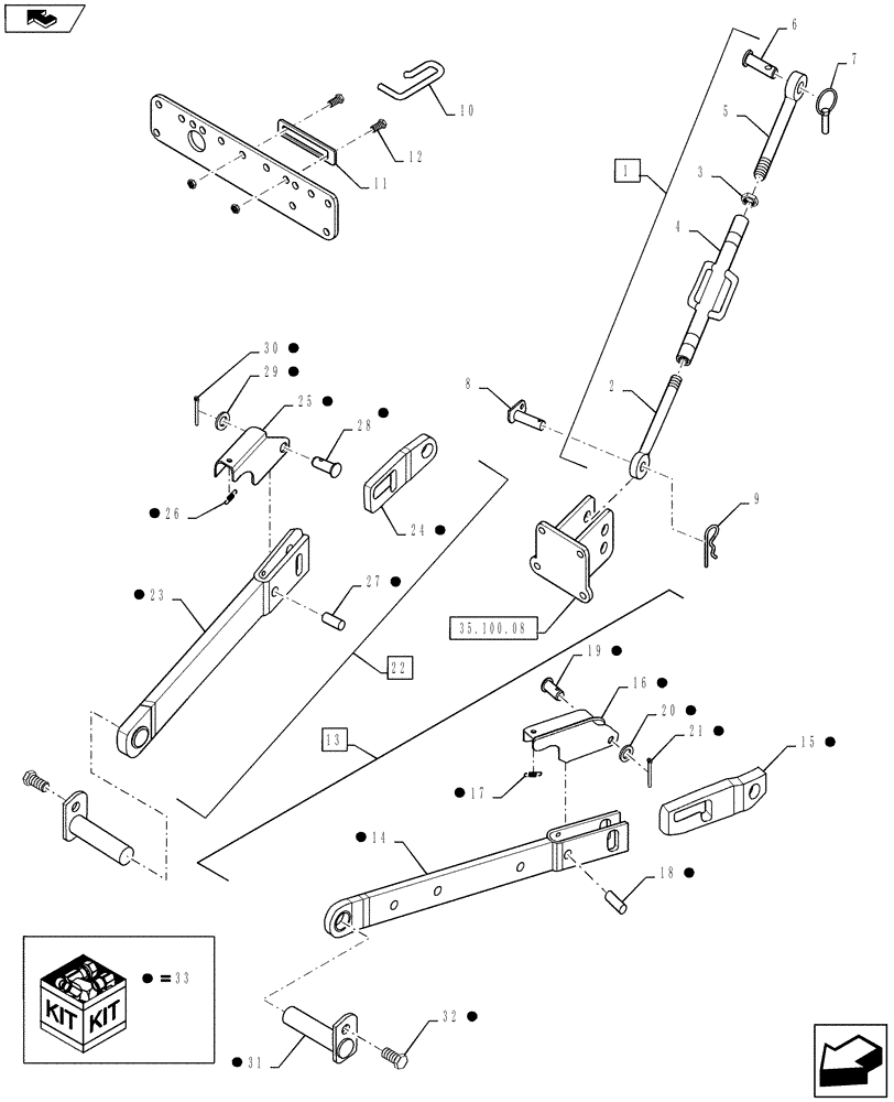Схема запчастей Case IH FARMALL 30B - (88.100.16) - DIA KIT, UPPER LINK & DIA KIT, LOWER LINK - MT20117609 (88) - ACCESSORIES