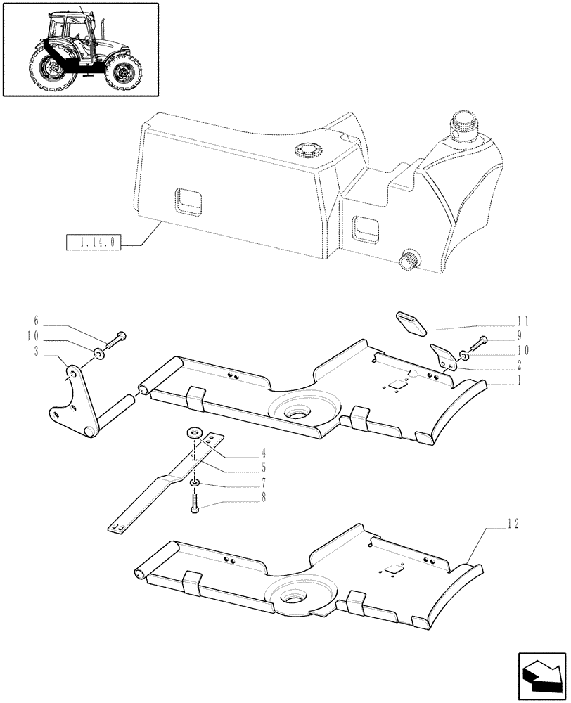 Схема запчастей Case IH JX70 - (1.14.7) - FUEL TANK SUPPORT (02) - ENGINE EQUIPMENT