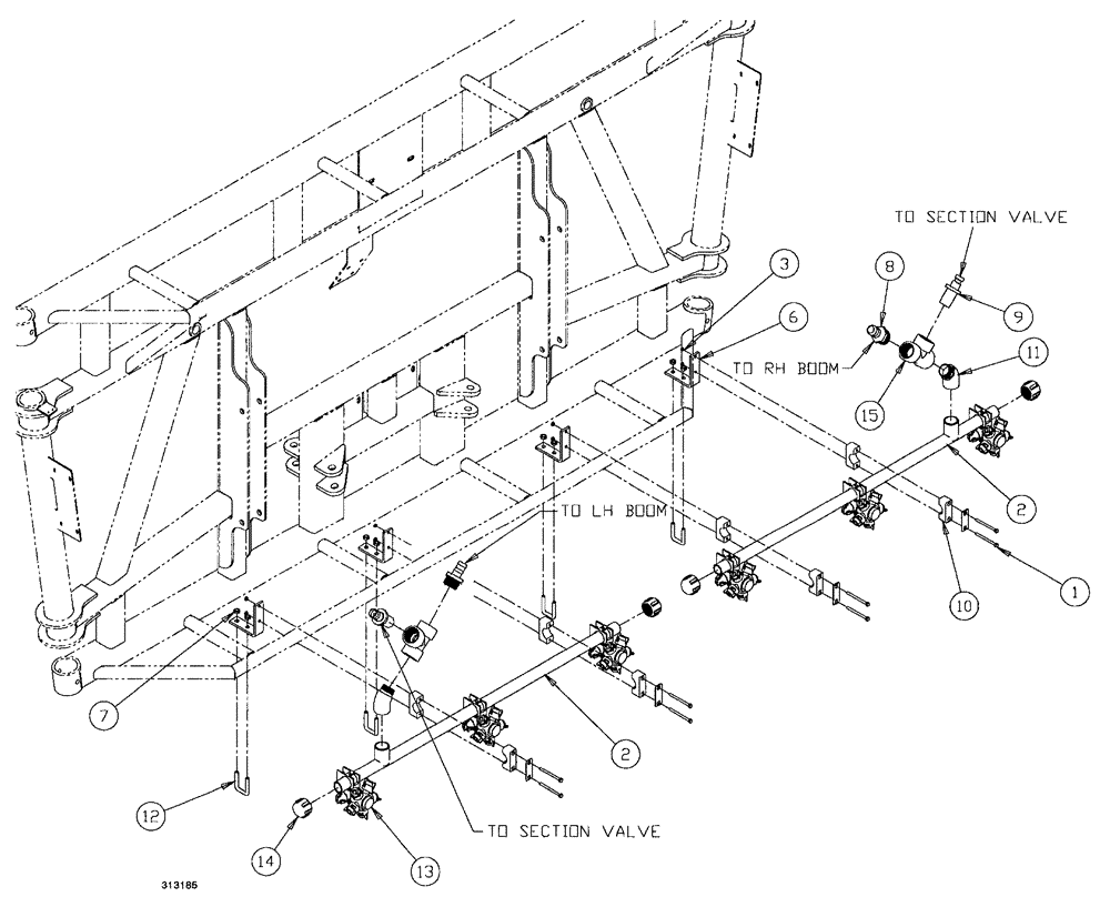 Схема запчастей Case IH SPX4260 - (244) - 90 6 BOOM SHUTOFF 20" NOZZLE SPACING (CENTER) (78) - SPRAYING