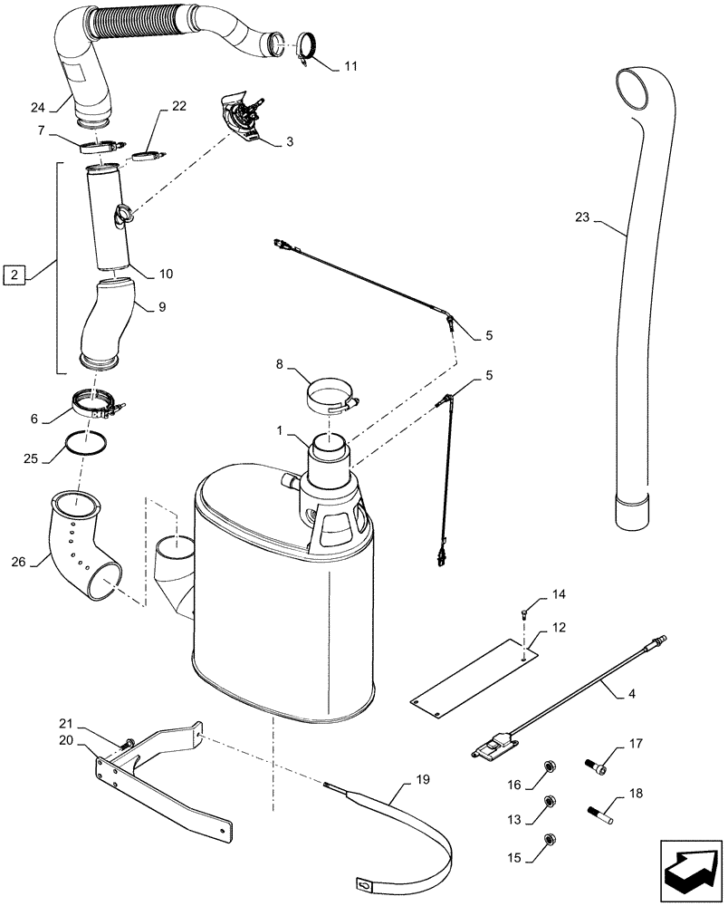 Схема запчастей Case IH MAGNUM 190 - (10.254.03) - EXHAUST SYSTEM (10) - ENGINE