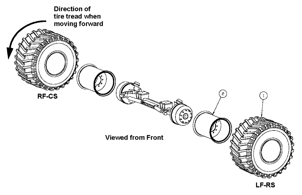 Схема запчастей Case IH 4375 - (05-001[01]) - FRONT TIRE GROUP - 48"/ 54", 48" GOODYEAR XT ASSY, WHEEL/TIRE LF-RS Tires