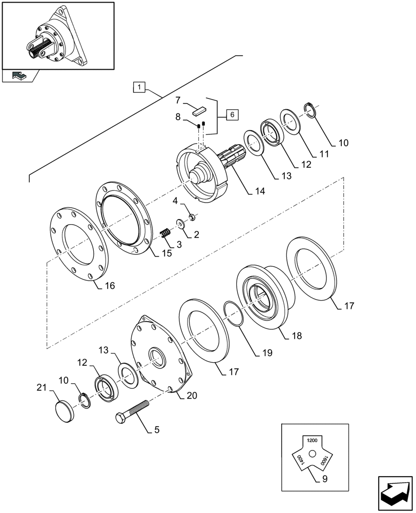 Схема запчастей Case IH LB433S - (01.05[01]) - FLYWHEEL, SLIP CLUTCH (01) - POWER TAKE OFF