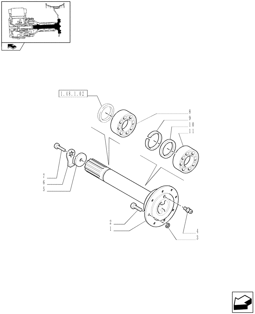 Схема запчастей Case IH FARMALL 105N - (1.48.1[01]) - FINAL DRIVE, GEARS AND SHAFTS (05) - REAR AXLE