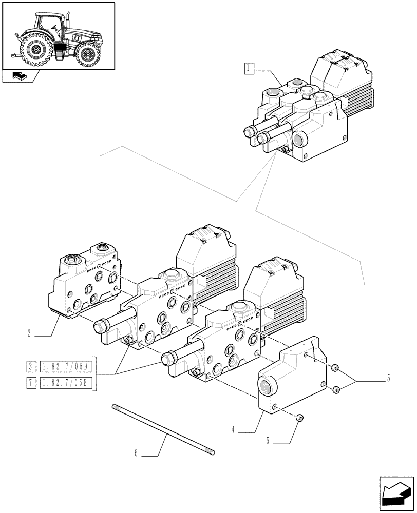 Схема запчастей Case IH PUMA 165 - (1.82.7/05A) - ELECTRONIC MID MOUNTED VALVES 2 SLICE - BREAKDOWN (07) - HYDRAULIC SYSTEM