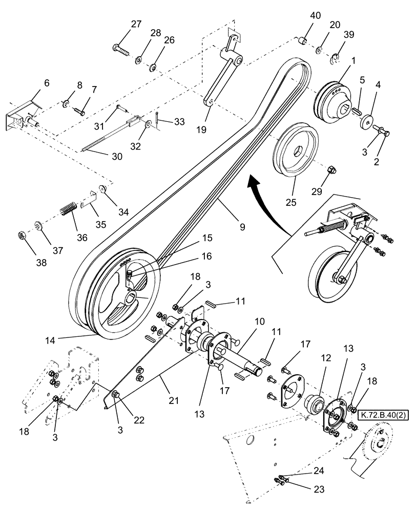Схема запчастей Case IH AFX8010 - (K.72.B.40[1]) - UNLOADING DRIVE K - Crop Processing