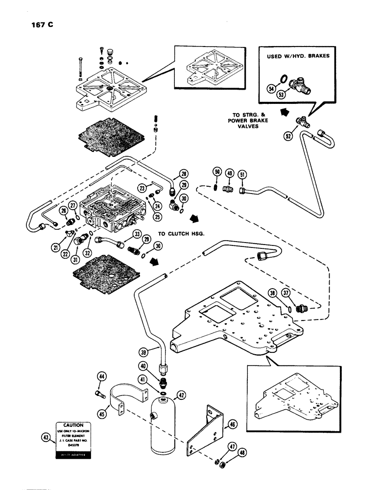 Схема запчастей Case IH 770 - (167C) - TRANS. CONTROL VALVE, COVERS, GASKETS & TUBES, POWER SHIFT, USED PRIOR TO TRANS. S. N. 2366001 (06) - POWER TRAIN