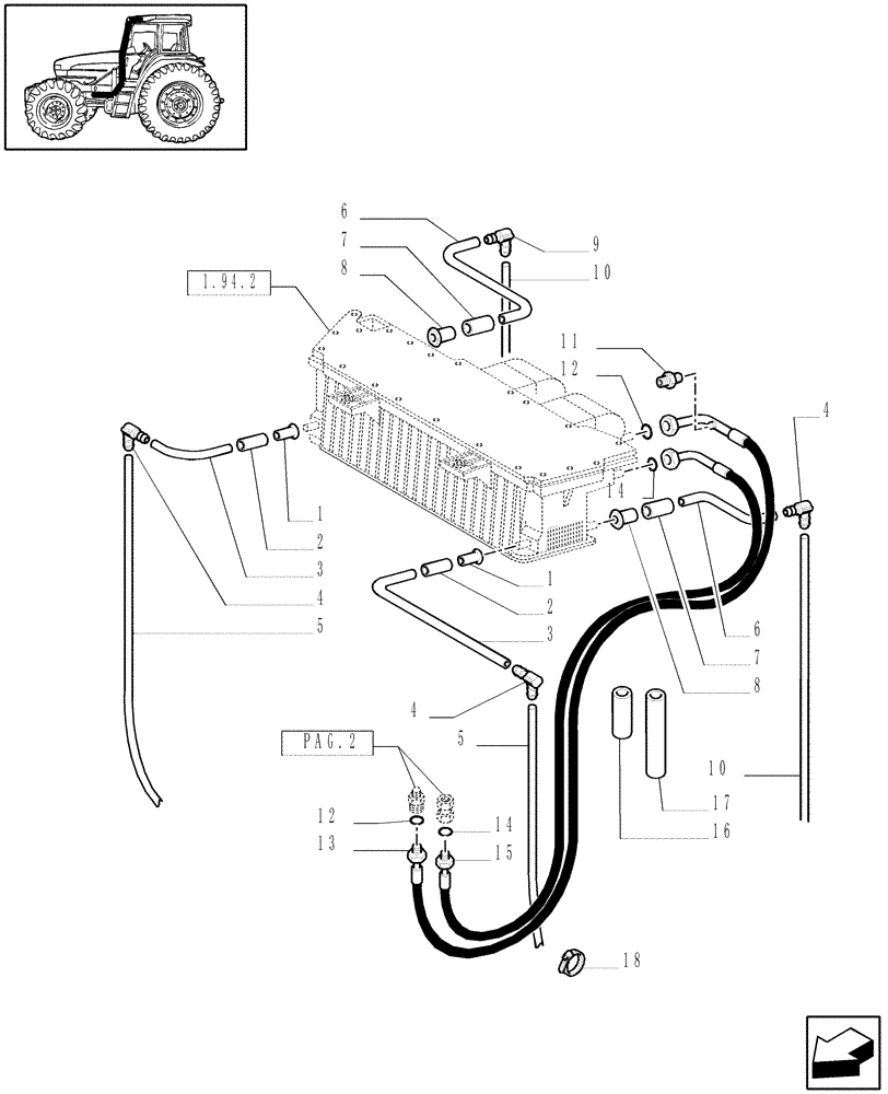 Схема запчастей Case IH MXM120 - (1.17.0/86[01]) - PIPES FOR AIR CONDITIONING (02) - ENGINE EQUIPMENT