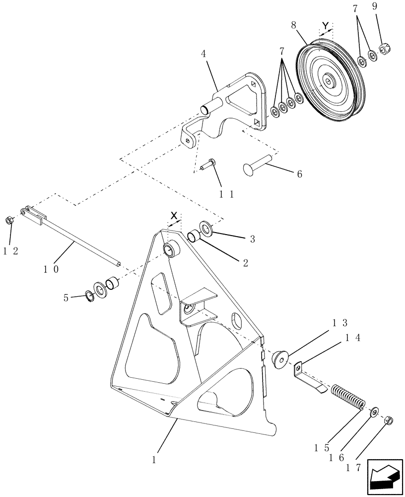 Схема запчастей Case IH 7230 - (74.101.05) - TENSIONER (74) - CLEANING