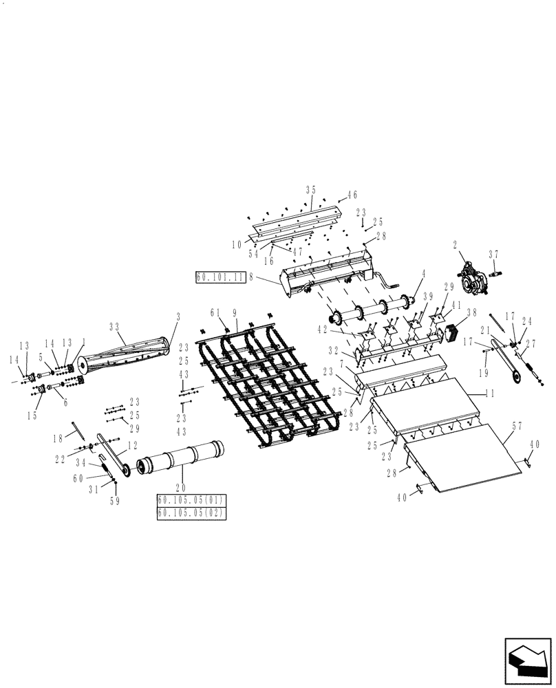 Схема запчастей Case IH 7120 - (60.110.06[02]) - FEEDER FLOOR AND CHAINS - WITH ROCK TRAP (60) - PRODUCT FEEDING