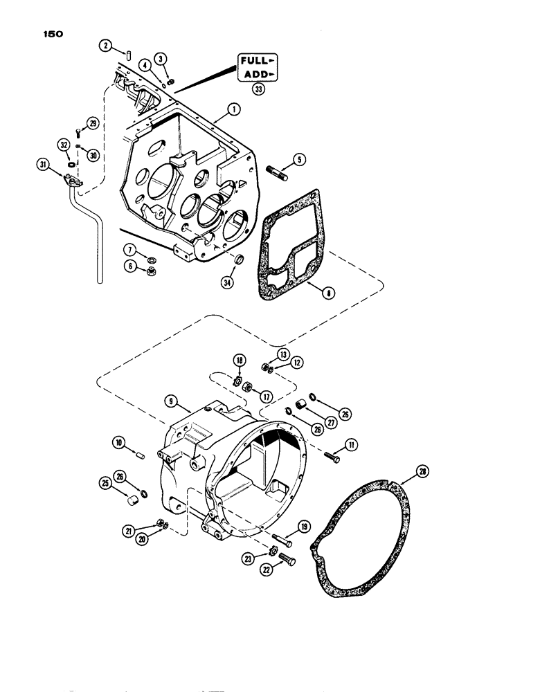 Схема запчастей Case IH 770 - (150) - CLUTCH AND TRANSMISSION HOUSINGS, MECHANICAL SHIFT (06) - POWER TRAIN
