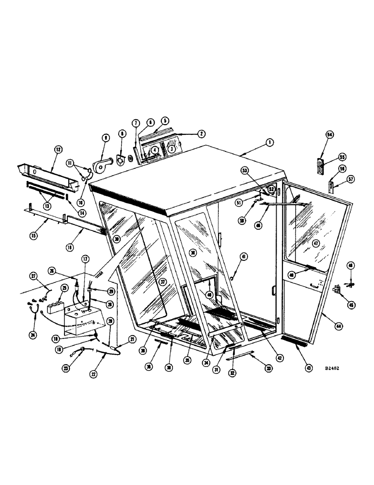 Схема запчастей Case IH 1060 - (214) - OPERATORS CAB, BEFORE SERIAL NUMBER 8311400 (90) - PLATFORM, CAB, BODYWORK AND DECALS