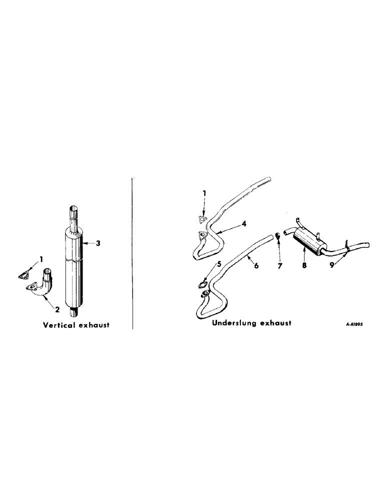 Схема запчастей Case IH B414 - (019) - CARBURETED ENGINE, EXHAUST SYSTEM, VERTICAL EXHAUST, UNDERSLUNG EXHAUST (01) - ENGINE