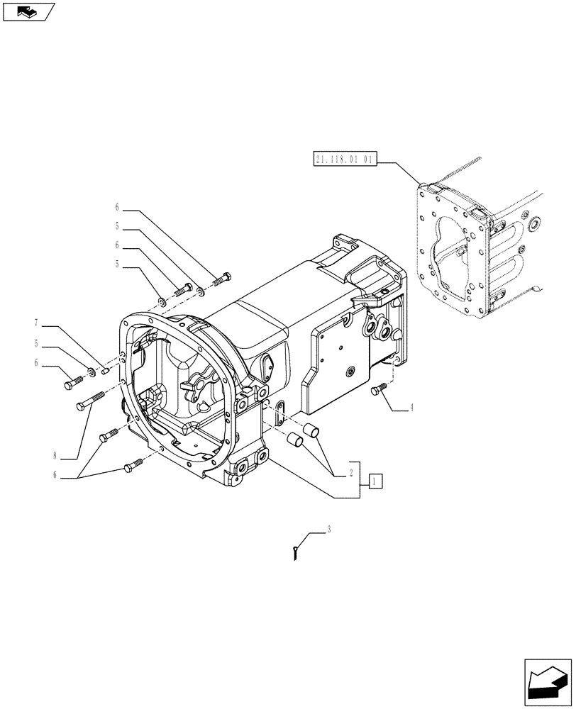Схема запчастей Case IH FARMALL 65C - (21.110.01) - TRACTOR BODY - GEARBOX HOUSING (21) - TRANSMISSION
