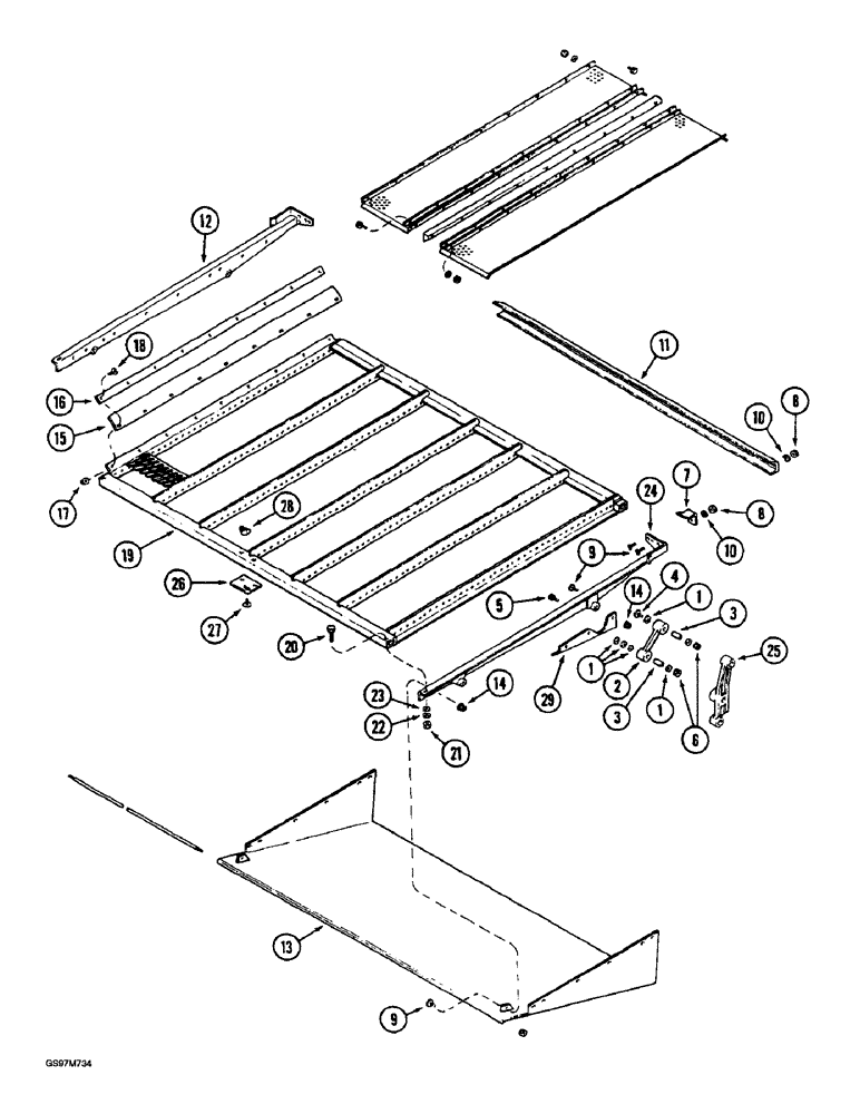 Схема запчастей Case IH 1660 - (9B-46) - SHOE SIEVE, MODELS WITHOUT EXTENDED LENGTH CLEANING SYSTEM (14) - ROTOR, CONCANVES & SIEVE