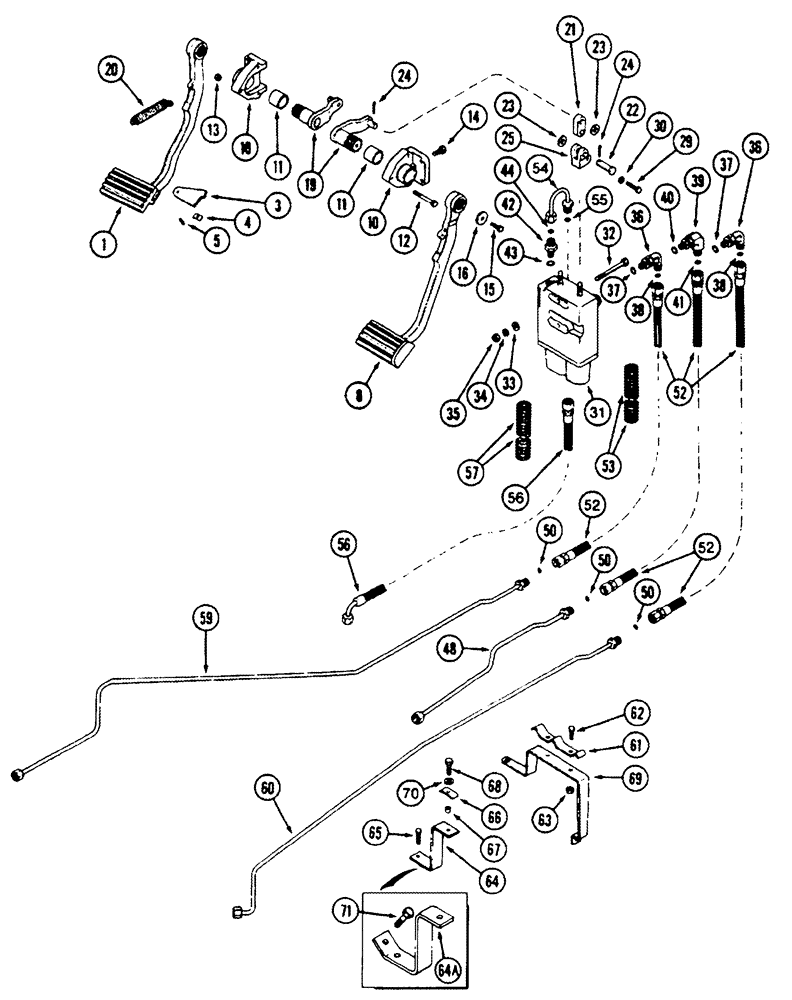 Схема запчастей Case IH 8940 - (7-002) - BRAKE PEDAL SYSTEM (07) - BRAKES