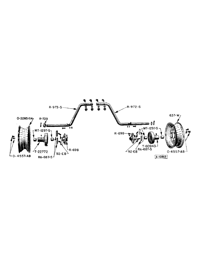 Схема запчастей Case IH F170 - (22) - WHEELS AND SUPPORT AXLES, LOW WHEEL 