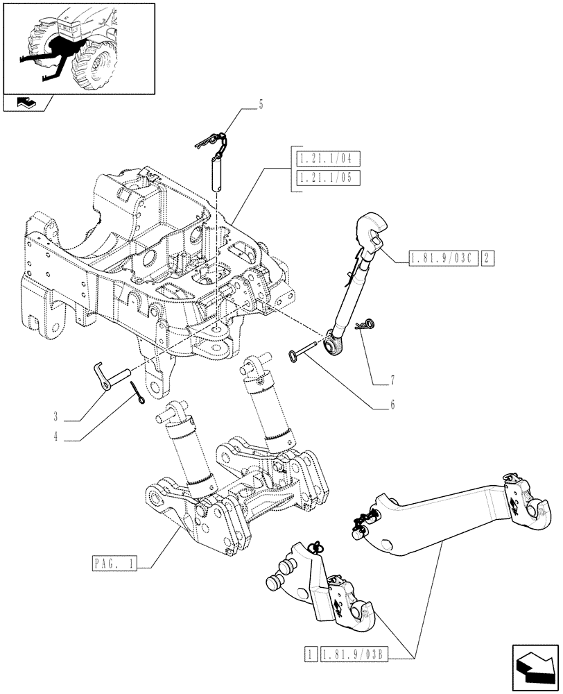 Схема запчастей Case IH PUMA 140 - (1.81.9/06[02]) - INTEGRATED FRONT HPL - IMPLEMENT ATTACHMENT - D6519 (VAR.333648-334648-335648-336831-337831) (07) - HYDRAULIC SYSTEM