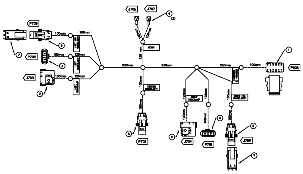 Схема запчастей Case IH SPX3320 - (12-015) - HARNESS HEADLIGHT EXT (06) - ELECTRICAL