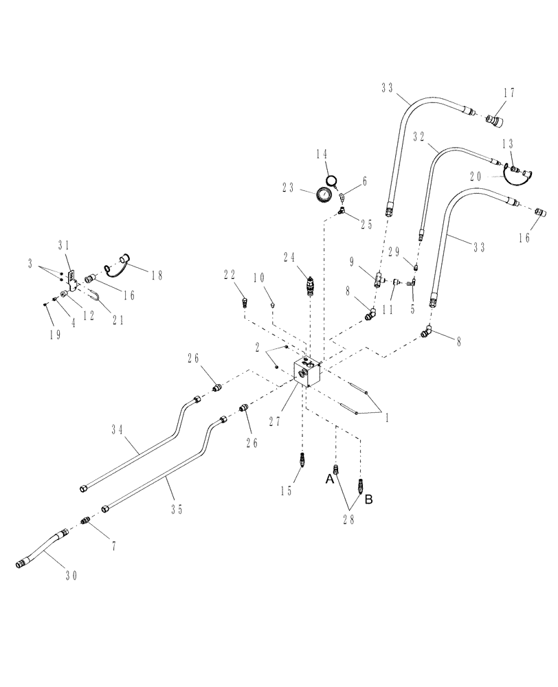 Схема запчастей Case IH DHX362 - (20.07.01[1]) - HYDRAULIC SUPPLY & RETURN, PRIOR TO PIN K01 2005 (07) - HYDRAULICS