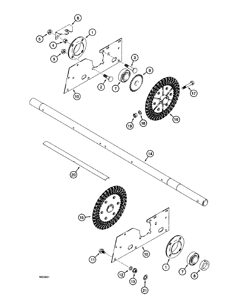 Схема запчастей Case IH 1688 - (9C-10) - CLEANING FAN, SHAFT AND SUPPORTS (15) - BEATER & CLEANING FANS