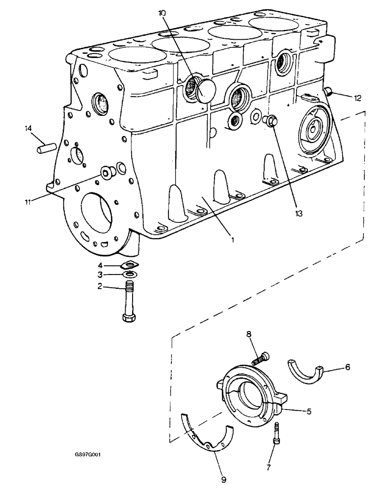 Схема запчастей Case IH 1212 - (2-16) - CYLINDER BLOCK (02) - ENGINE