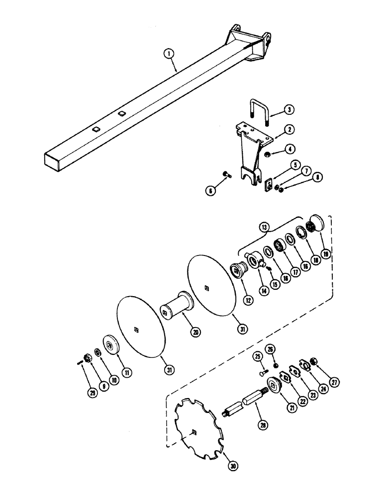 Схема запчастей Case IH E30 - (054) - REAR RIGHT WING GANG, 9 INCH (228.6 MM) SPACING, MODEL 9-324 