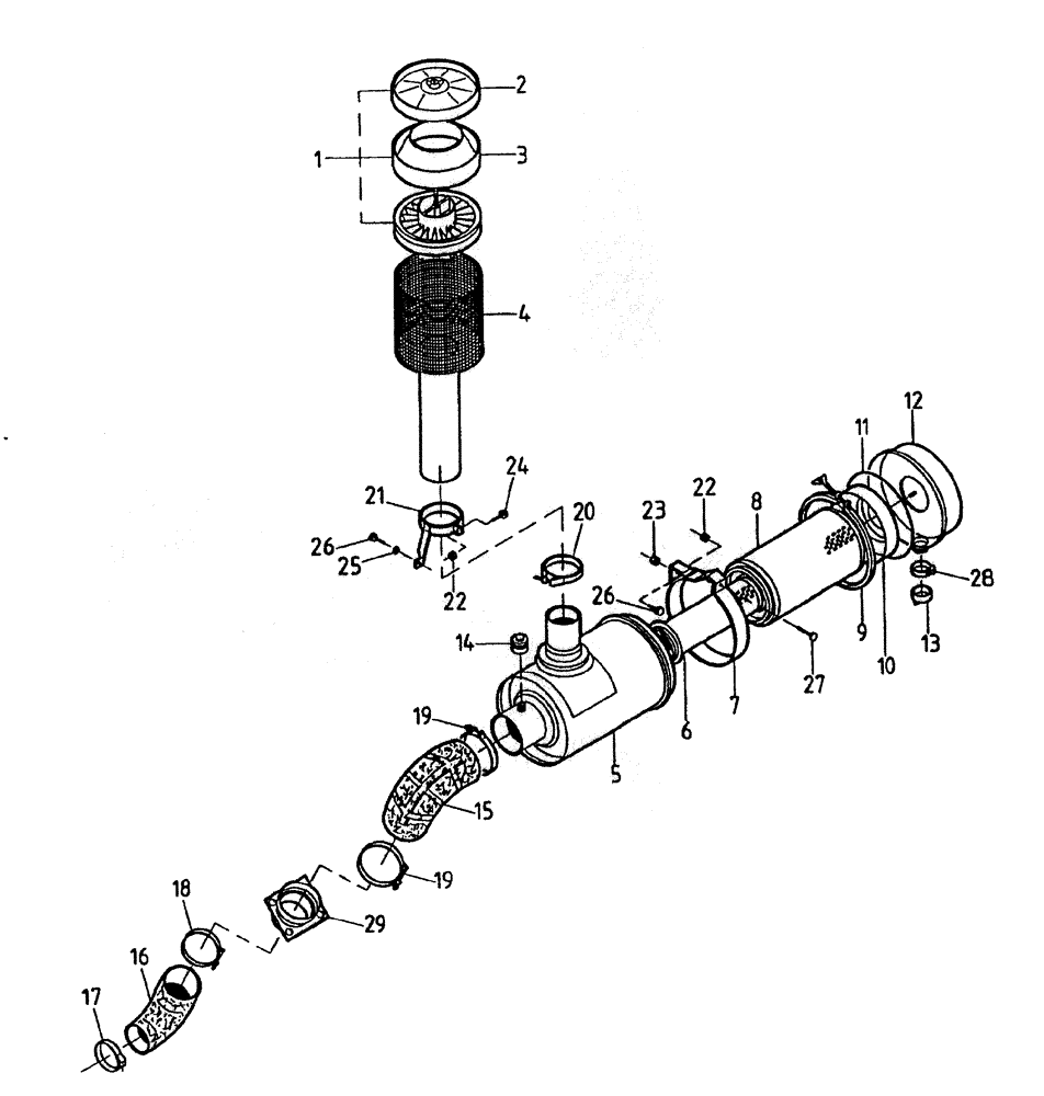 Схема запчастей Case IH 7700 - (C03-20A) - 14" AIR CLEANER (L10), SERIAL #7888 TO 7907 INCLUSIVE Engine & Engine Attachments