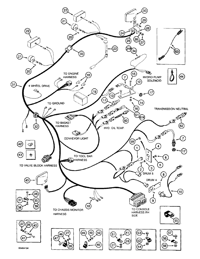 Схема запчастей Case IH 2055 - (4-20) - CENTER TO REAR HARNESS (06) - ELECTRICAL SYSTEMS