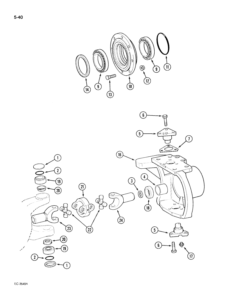 Схема запчастей Case IH 395 - (5-040) - MECHANICAL FRONT DRIVE "ZF", STEERING KNUCKLES (05) - STEERING