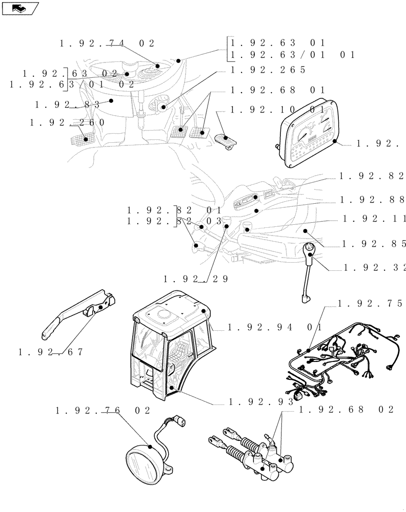 Схема запчастей Case IH FARMALL 95N - (SEC. 10[01]) - OPERATORS PLATFORM / CAB (00) - GENERAL