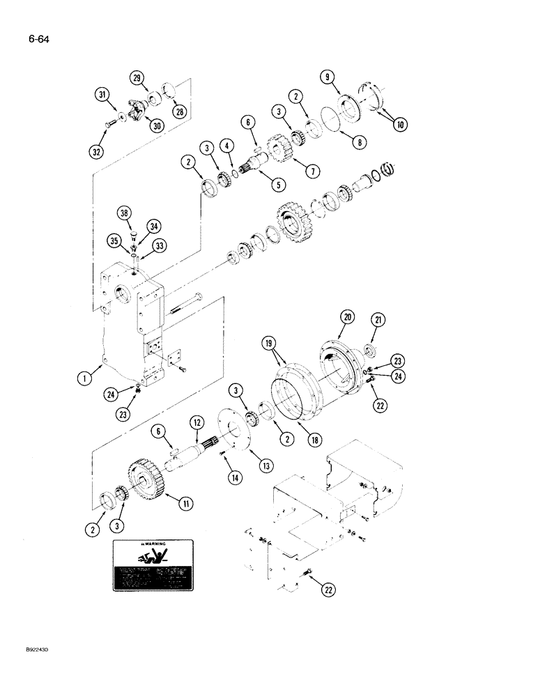 Схема запчастей Case IH 9210 - (6-064) - PTO TRANSFER CASE ASSEMBLY (06) - POWER TRAIN