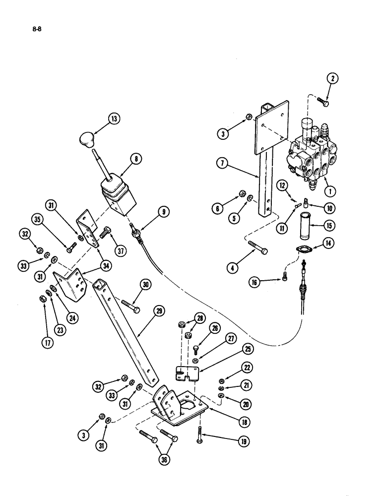 Схема запчастей Case IH 510 - (8-08) - HYDRAULIC VALVE MOUNTING, CAB TRACTOR WITH EXTERNAL VALVE (08) - HYDRAULICS