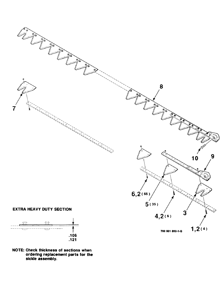 Схема запчастей Case IH 8340 - (3-10) - SICKLE ASSEMBLY, BOLTED, EXTRA HD (58) - ATTACHMENTS/HEADERS