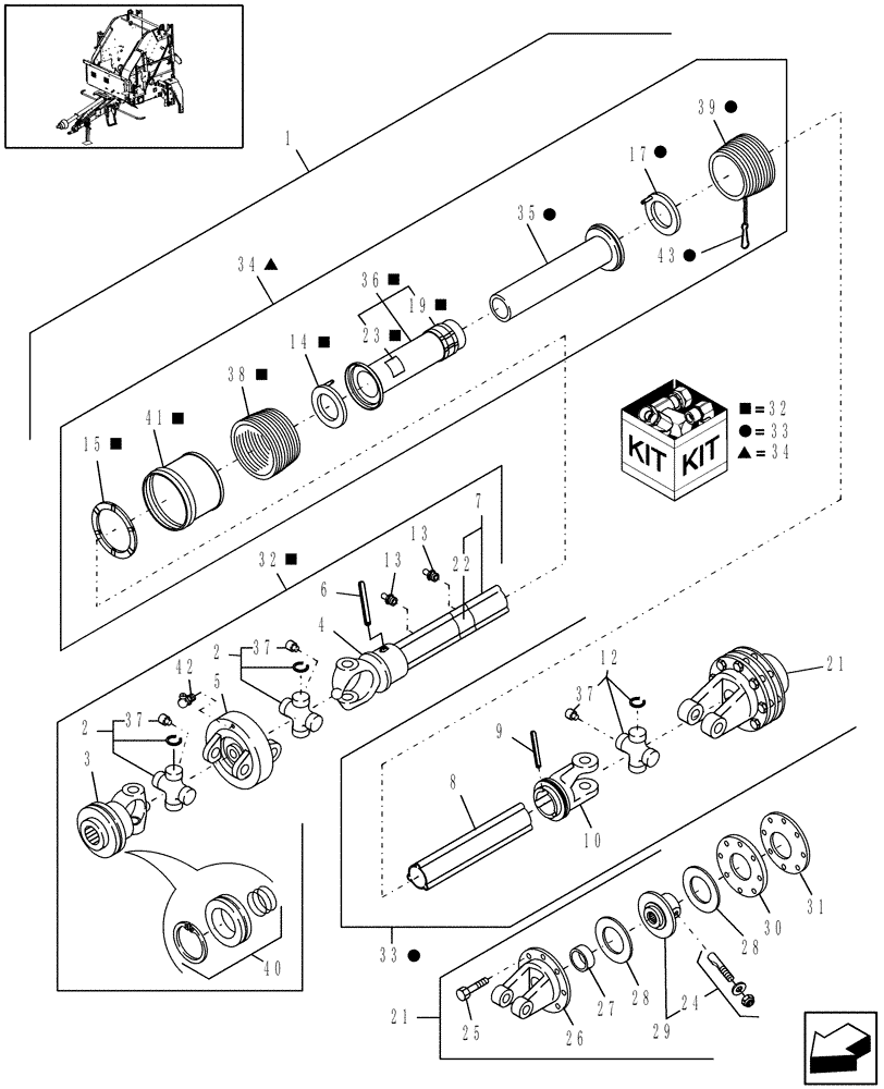 Схема запчастей Case IH RB564 - (01.21) - POWER TAKE OFF, 1000 RPM, SLIP CLUTCH, NORTH AMERICA (01) - POWER TAKE OFF
