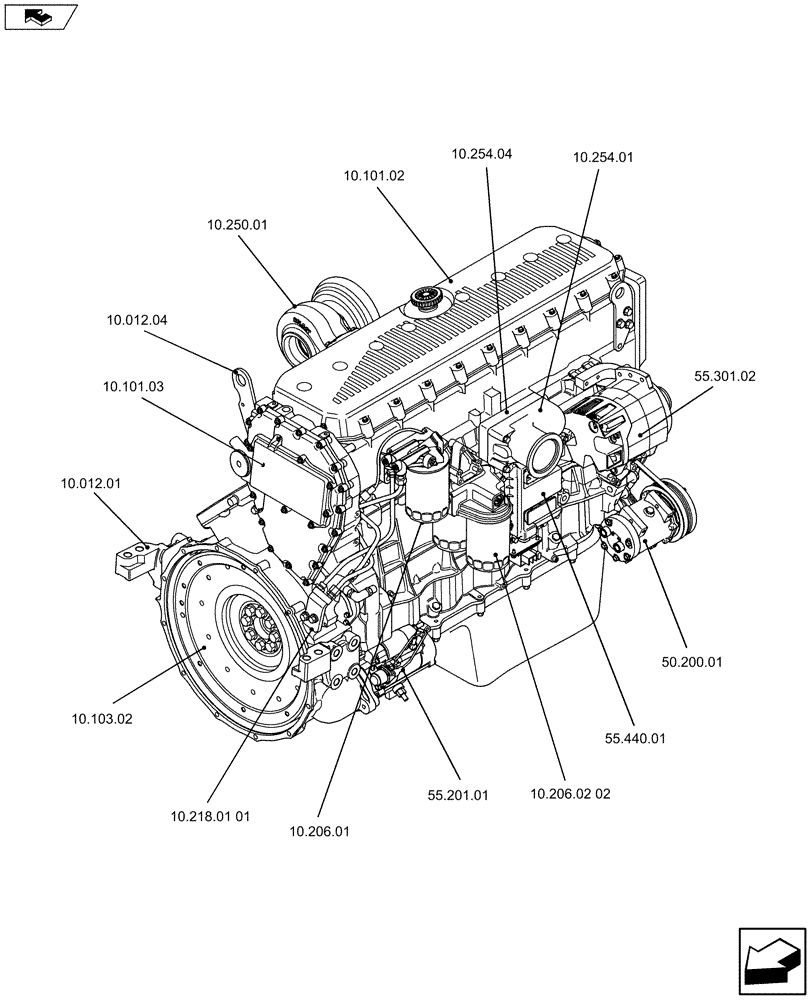 Схема запчастей Case IH F3AE0684K E910 - (10.000.01[02]) - PICTORIAL INDEX - ENGINE - MY11 8120 (10) - ENGINE