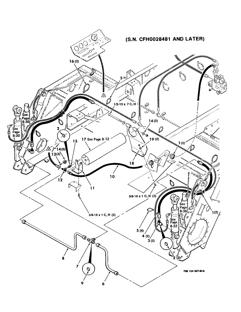 Схема запчастей Case IH 8830 - (8-10) - HEADER LIFT HYDRAULIC ASSEMBLY, SERIAL NUMBER CFH0028481 AND LATER (08) - HYDRAULICS