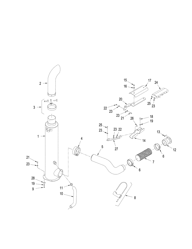 Схема запчастей Case IH STEIGER 435 - (02-19) - EXHAUST SYSTEM - QUADTRAC TRACTOR, STEIGER 385 / 435 (02) - ENGINE