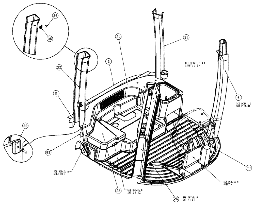 Схема запчастей Case IH SPX4260 - (01-003[01]) - INTERIOR TRIM, DELUXE Cab Interior