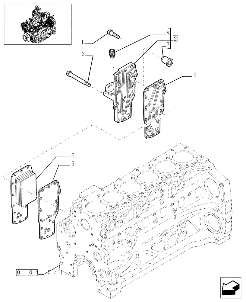 Схема запчастей Case IH MXU135 - (0.31.5/01) - HEAT EXCHANGER ENGINE (01) - ENGINE