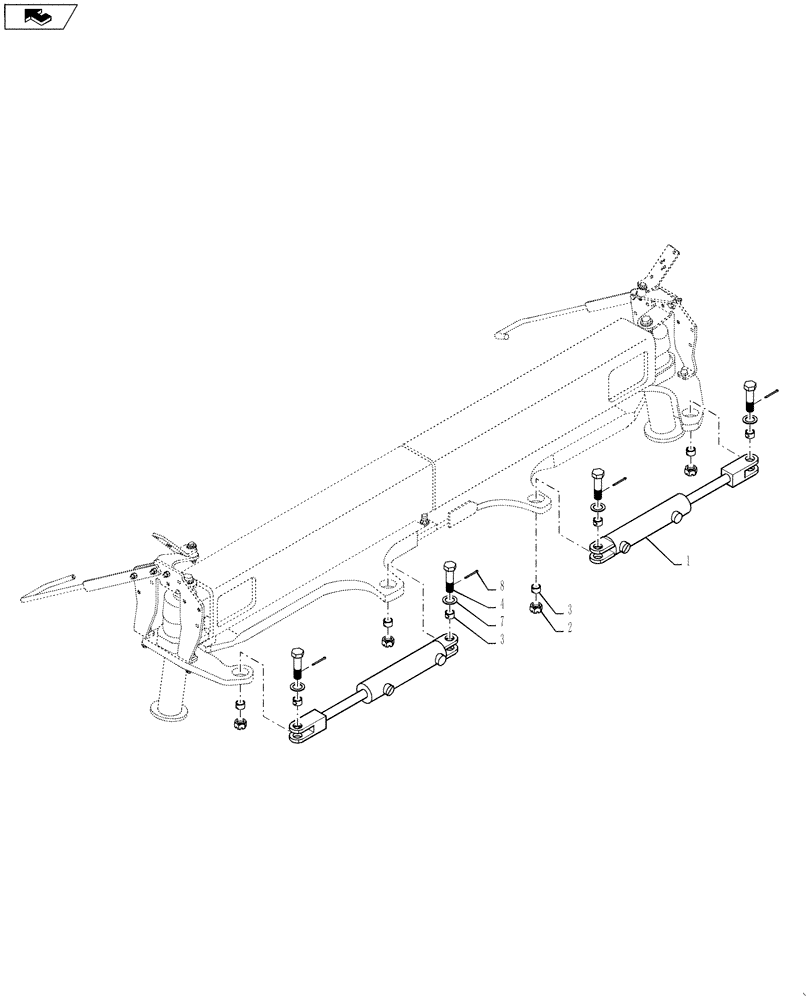 Схема запчастей Case IH 4420 - (04-016) - CYLINDER GROUP, 2 WHEEL STEER Suspension & Frame