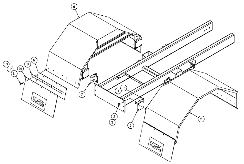 Схема запчастей Case IH 4375 - (10-008) - REAR FENDER, 73” Options