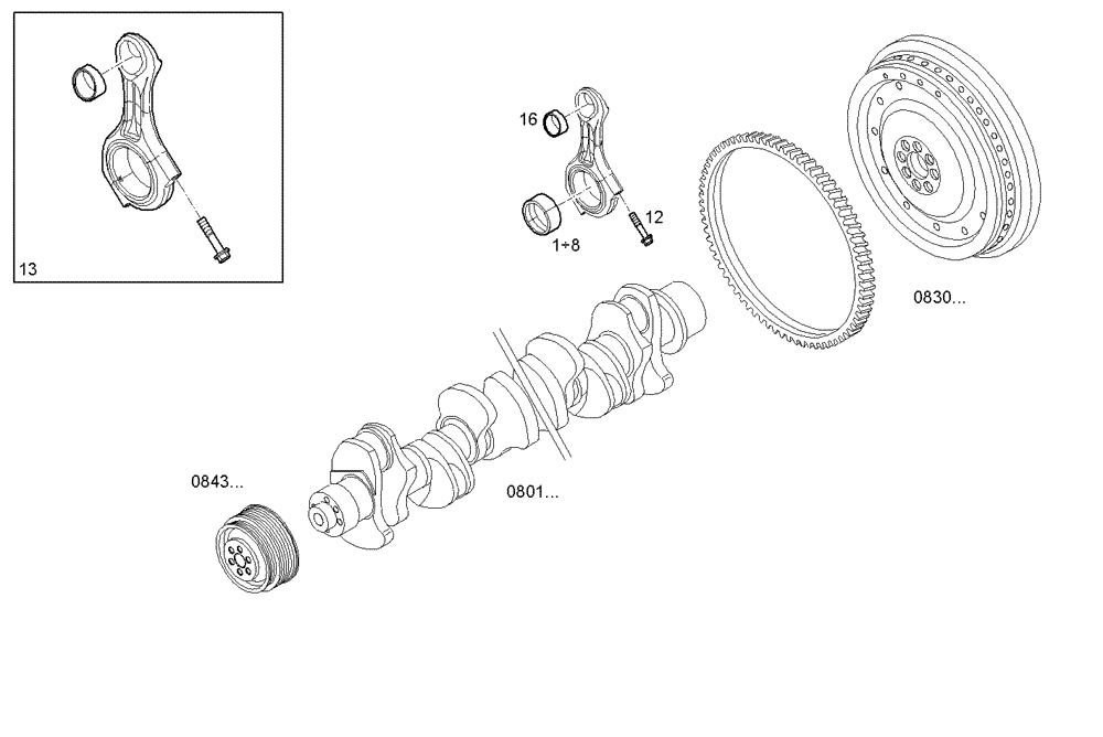 Схема запчастей Case IH F3AE0684G B003 - (0810.128) - CONNECTING ROD 